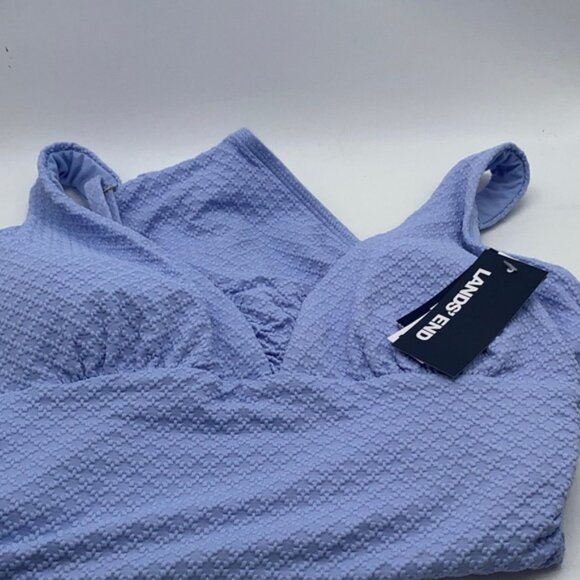 Lands' End Women's Grecian One-Piece Swimsuit with Shirring Detail Blue Size XS - Picture 2 of 11